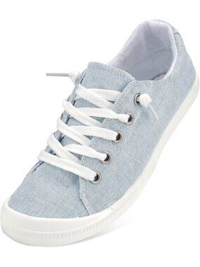 Women's Blue Comfort Casual Round Toe Canvas Shoes Fashion Sneaker for Walking